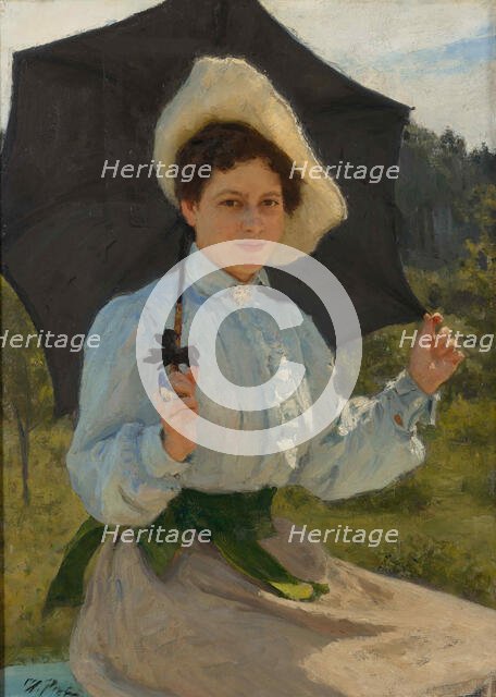 In the Sun (Portrait of Nadezhda Repina, the Artist's Daughter), 1900. Creator: Repin, Ilya Yefimovich (1844-1930).
