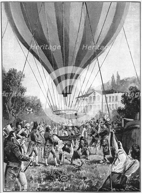 Joseph Louis Gay-Lussac making a balloon ascent from Paris, 14 September 1804 (1910). Artist: Unknown