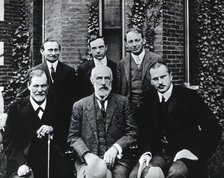Sigmund Freud, Stanley Hall, Carl Gustav Jung, Abraham Arden Brill, Ernest Jones and..., 1909. Creator: Unknown.