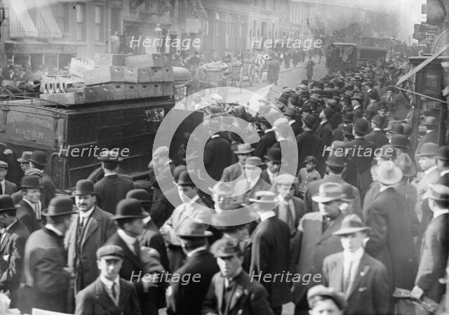 Garbage strike, crowd around carts, 1911. Creator: Bain News Service.