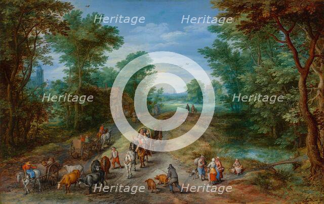 Wooded Landscape with Travelers, 1610. Creator: Jan Brueghel the Elder.