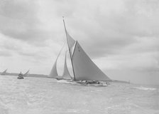 The spectacular 15 Metre 'Vanity' sailing in a good wind, 1912. Creator: Kirk & Sons of Cowes.