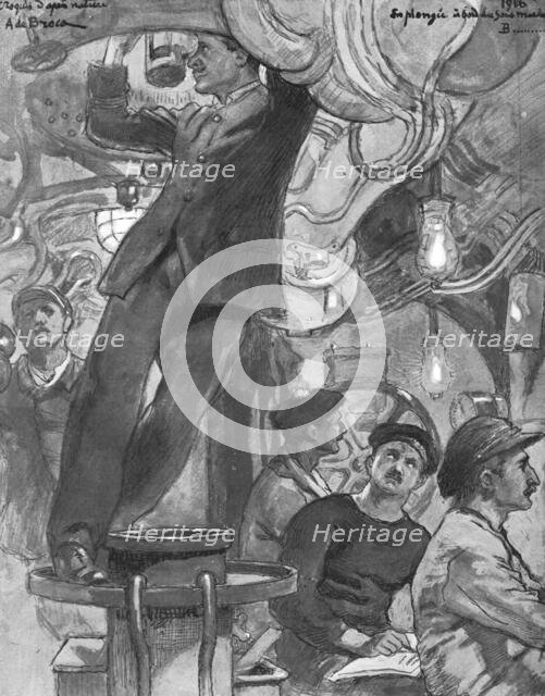 'En plongee : le coup de periscope; le sous-marin fuit, apres avoir attaque', 1916. Creator: Alexis De Broca.