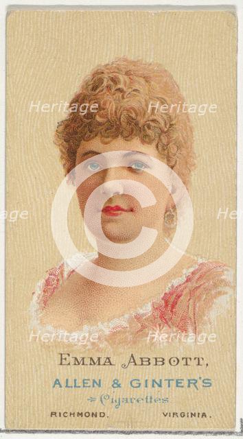 Emma Abbott, from World's Beauties, Series 2 (N27) for Allen & Ginter Cigarettes, 1888., 1888. Creator: Allen & Ginter.