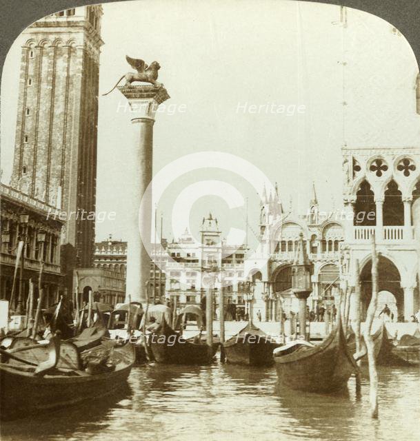 'The Lion of Venice beside San Marco, (north), Italy', c1909. Creator: Unknown.