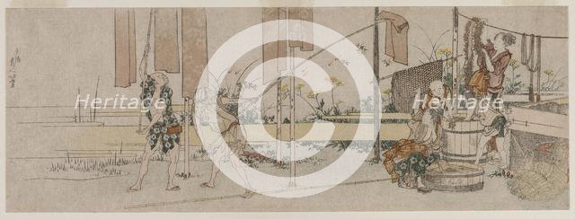 Dyers at Work, c. 1800. Creator: Katsushika Hokusai (Japanese, 1760-1849).