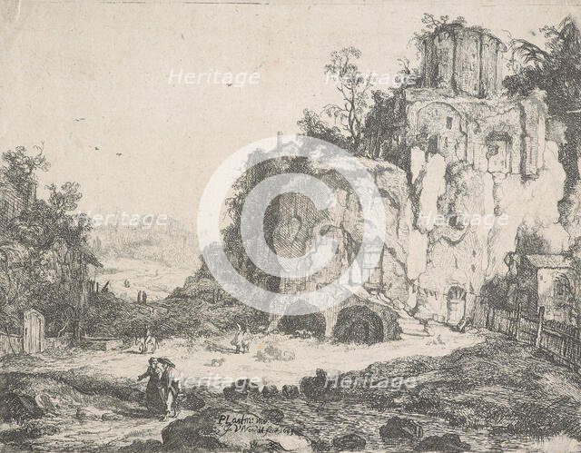 Landscape with the Temple of the Sibyl at Tivoli, 1645. Creator: Joan van Noort.