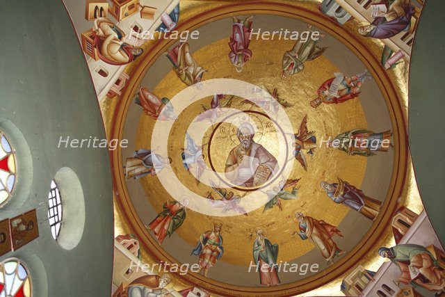 The ceiling of a Greek church in Capernaum, Israel. Artist: Samuel Magal