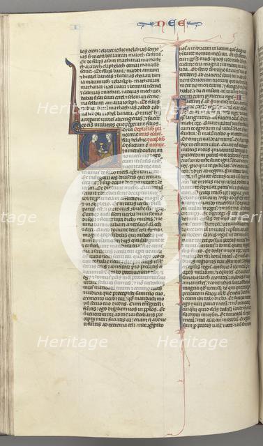 Fol. 178v, Nehemiah, historiated initial V, Nehemiah presenting the golden cup to Artaxerxes, c. 127 Creator: Unknown.