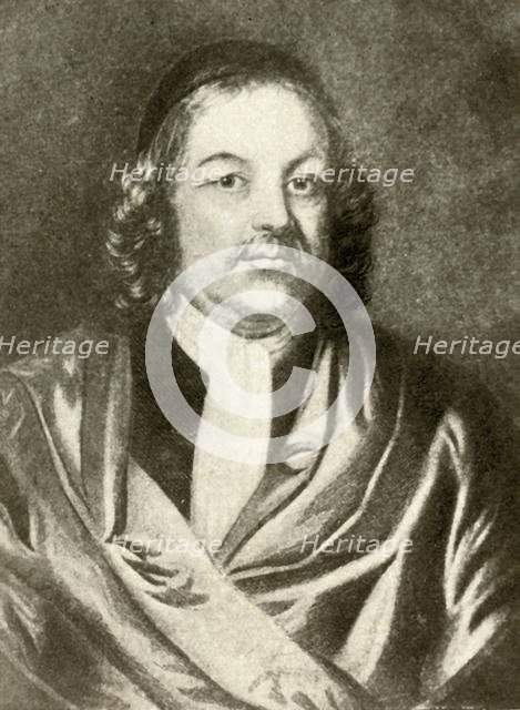 'Portrait of Simon Bradstreet, in gown and cap', c1640, (1937). Creator: Unknown.