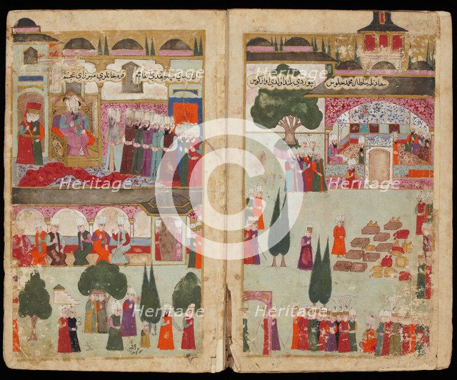 Mehmed III’s Coronation in the Topkapi Palace in 1595 (From Manuscript Mehmed III's Campaign in Hung Artist: Turkish master  