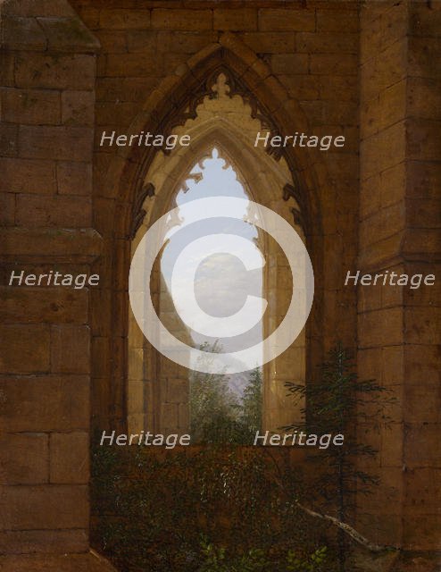 Gothic Windows in the Ruins of the Monastery at Oybin, ca. 1828. Creator: Carl Gustav Carus.