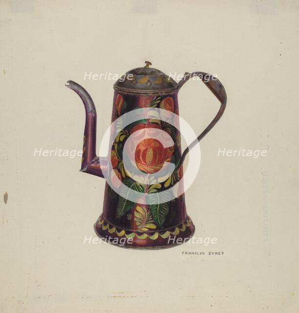Toleware Tin Teapot, c. 1940. Creator: Franklyn Syres.