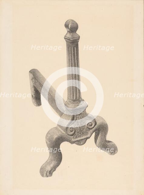 Andiron (one of pair), c. 1938. Creator: Herman Bader.