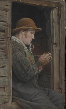 Setesdal Peasant with Pipe, 1900. Creator: Carl Fredrik Sundt-Hansen.