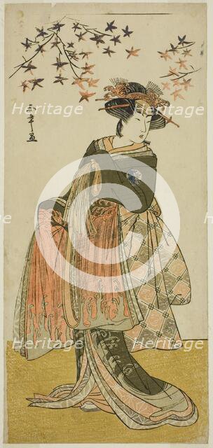 The Actor Nakayama Tomisaburo I as the Geisha Yukino (or Oyuki?) in the Play Kabuki no..., c. 1781. Creator: Shunsho.
