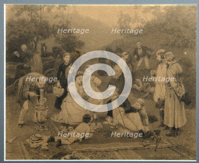 Landowner Tea Party. Artist: Dmitriev-Orenburgsky, Nikolai Dmitrievich (1837-1898)