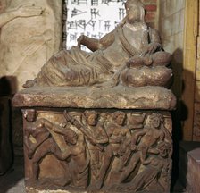 Etruscan sarcophagus showing a battle scene. Artist: Unknown