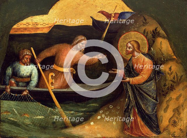 Calling of the Apostles Peter and Andrew (Predella Panel), ca 1370. Creator: Veneziano, Lorenzo (active 1356-1372).