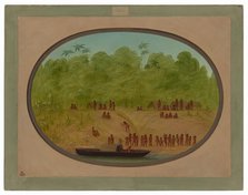 An Omagua Village - Boat Sketch, 1854/1869. Creator: George Catlin.