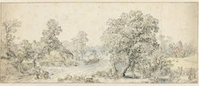 Landscape with walkers, a shepherd and many other figures, 1600-1699. Creator: Anon.