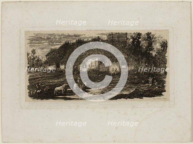 Farmyard, from Revue Fantaisiste, 1861. Creator: Rodolphe Bresdin.