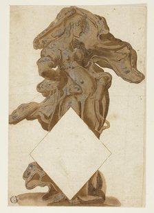 Design with Female Figure in Flowing Drapery, n.d. Creator: Possibly Hendrick Goltzius (Dutch, 1558-1617) or Hubrecht Goltzius (German, 1526-1583) or possibly after Joachim Wtewael (Dutch, c. 1566-1638).
