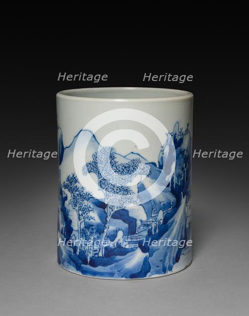 Brush Pot with Landscape, 1662-1722. Creator: Unknown.