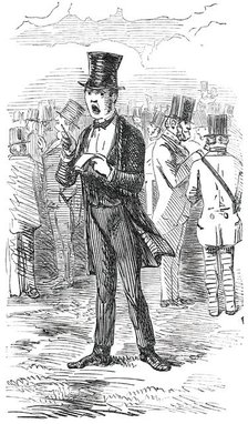 Sketch in the Ring - "I'll Bet Against Clincher", 1850. Creator: John Leech.