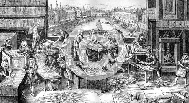 Fabric printing during the reign of Louis XVI of France, 18th century (1882-1884). Artist: J Guillaume