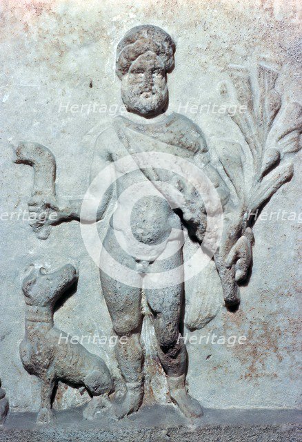 Detail from a stone plinth showing Silvanus, 1st century BC. Artist: Unknown