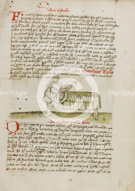 A Man in a Bed; Fables, third quarter of 15th century. Creator: Unknown.