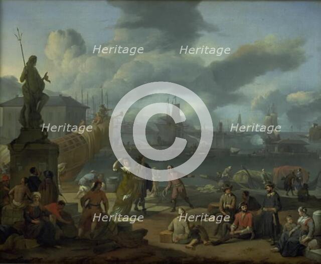 Southern Harbour among Rocks, 1666. Creator: Johannes Lingelbach.