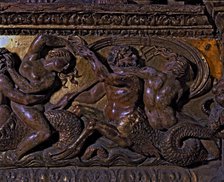 Frieze in polychromed wood, with mythological scenes belonging to the main altar of the Cathedral…