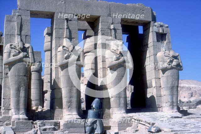 Colossal statues of Rameses II, The Ramesseum, Temple of Rameses II, Luxor, Egypt, c1300 BC. Artist: Unknown