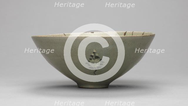 Bowl with Fish and Waves in Relief, 1200s. Creator: Unknown.