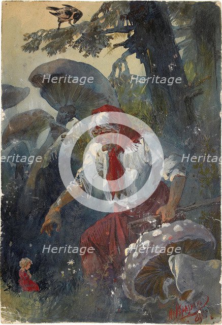 Baba Yaga, 1889. Artist: Karasin, Nikolai Nikolayevich (1842-1908)