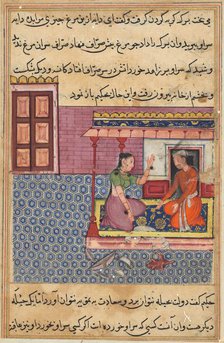 Page from Tales of a Parrot (Tuti-nama): Fifty-second night: The pious man’s wife..., c. 1560. Creator: Unknown.