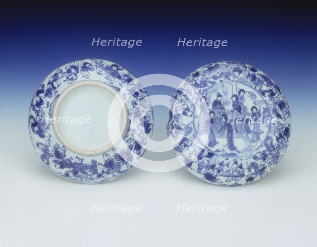 Blue and white seal box, China, 1640-1670. Artist: Unknown