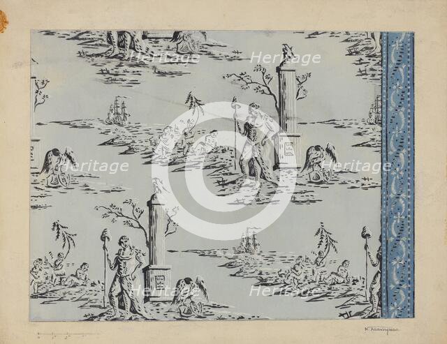 Wall Paper and Border, c. 1937. Creator: Nicholas Acampora.