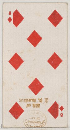 Eight Diamonds (red), from the Playing Cards series (N84) for Duke brand cigarettes, 1888., 1888. Creator: Unknown.