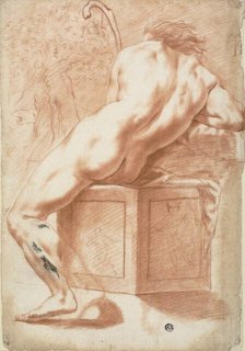 Back View of a Seated Male Nude Holding Shepherd's Crook, 1775/79. Creator: Filippo Ottani.