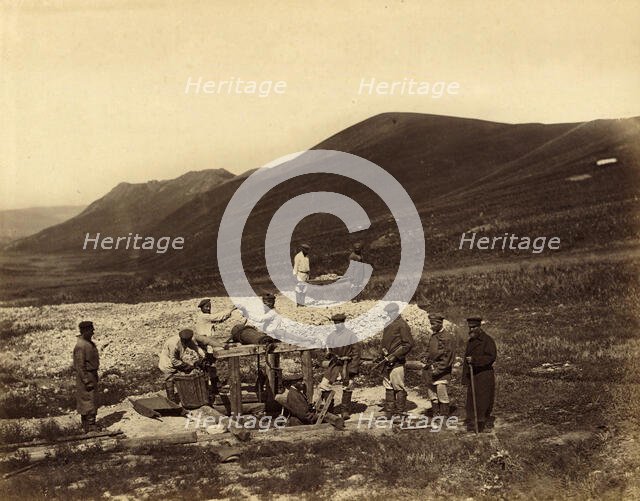 Lowering Hard Labor Convicts down a Shaft of the Savinsk Mine, Gornyi Zerentui..., 1891. Creator: Aleksei Kuznetsov.
