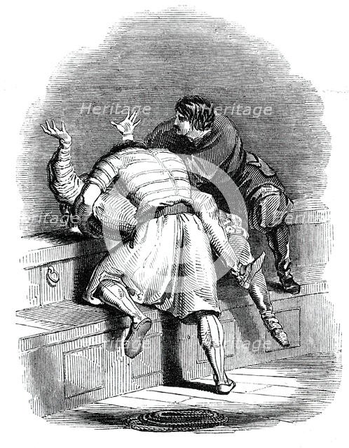 Lynch Fitz-Stephen and Phelim throw Don Sebastian overboard, 1844.  Creator: Unknown.