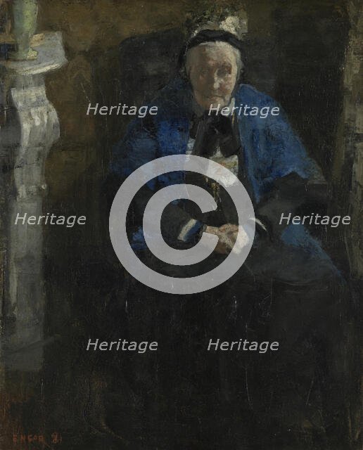 Woman with Blue Shawl, 1881. Creator: James Ensor.