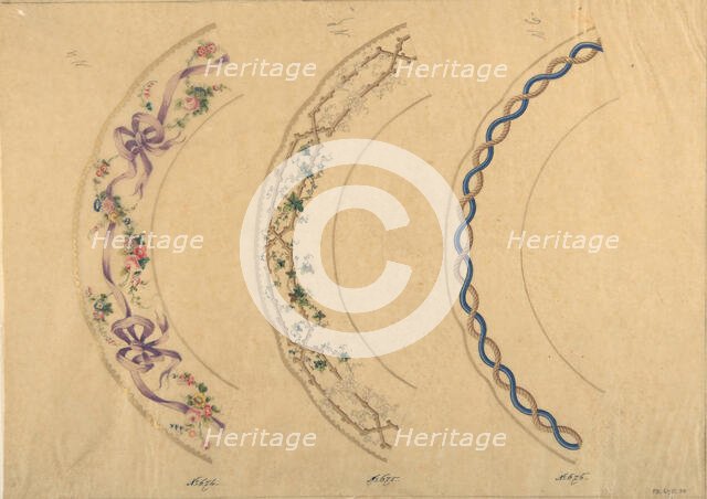 Three Designs for Plate Borders, 19th century. Creator: Anon.