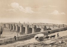 Madrid, Toledo bridge on the river Manzanares in 1842, Baroque (churrigueresco), built between 17…