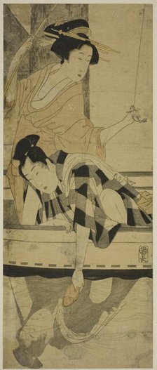 Fishing beneath a Bridge, Japan, c. 1800. Creator: Kitagawa Utamaro.