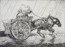 Driving home in the rain, 1914. Creator: Edmund Blampied.