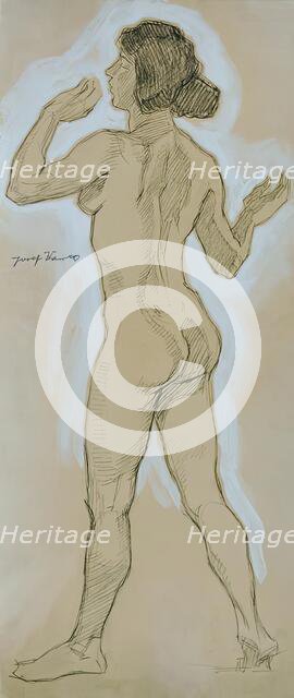 Back nude, head to the left, 1925. Creator: Josef Wawra.
